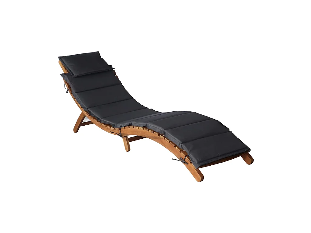 Chaise longue avec coussin Bois d'acacia solide Gris foncé