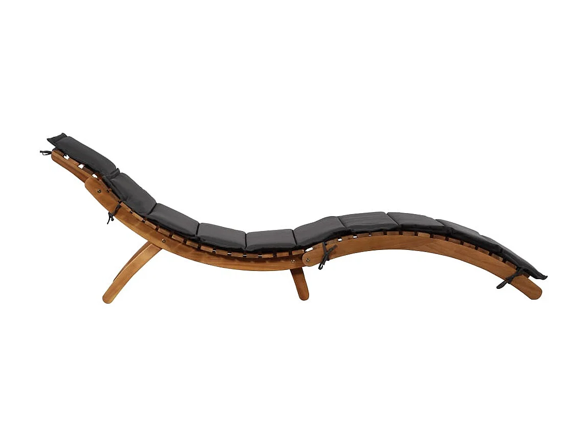 Chaise longue avec coussin Bois d'acacia solide Gris foncé