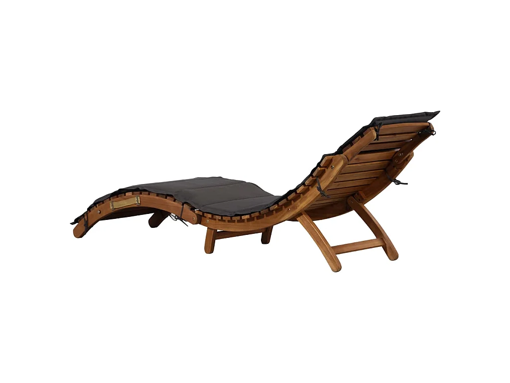 Chaise longue avec coussin Bois d'acacia solide Gris foncé