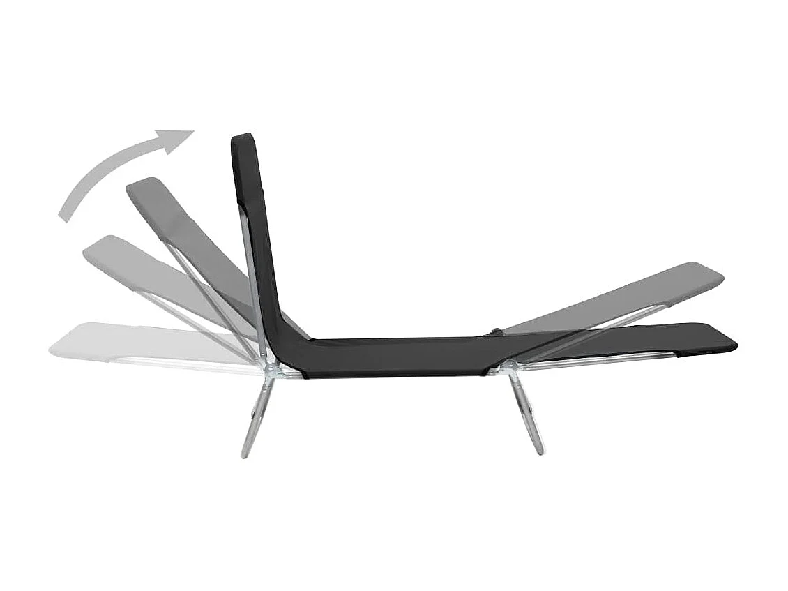 Tumbonas plegables 2 piezas Acero y tela Negro