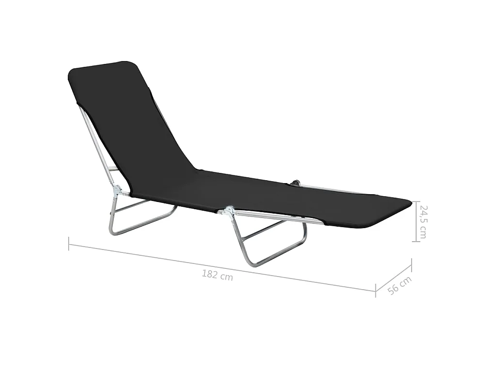 Opvouwbare ligstoelen 2 stuks Staal en stof Zwart