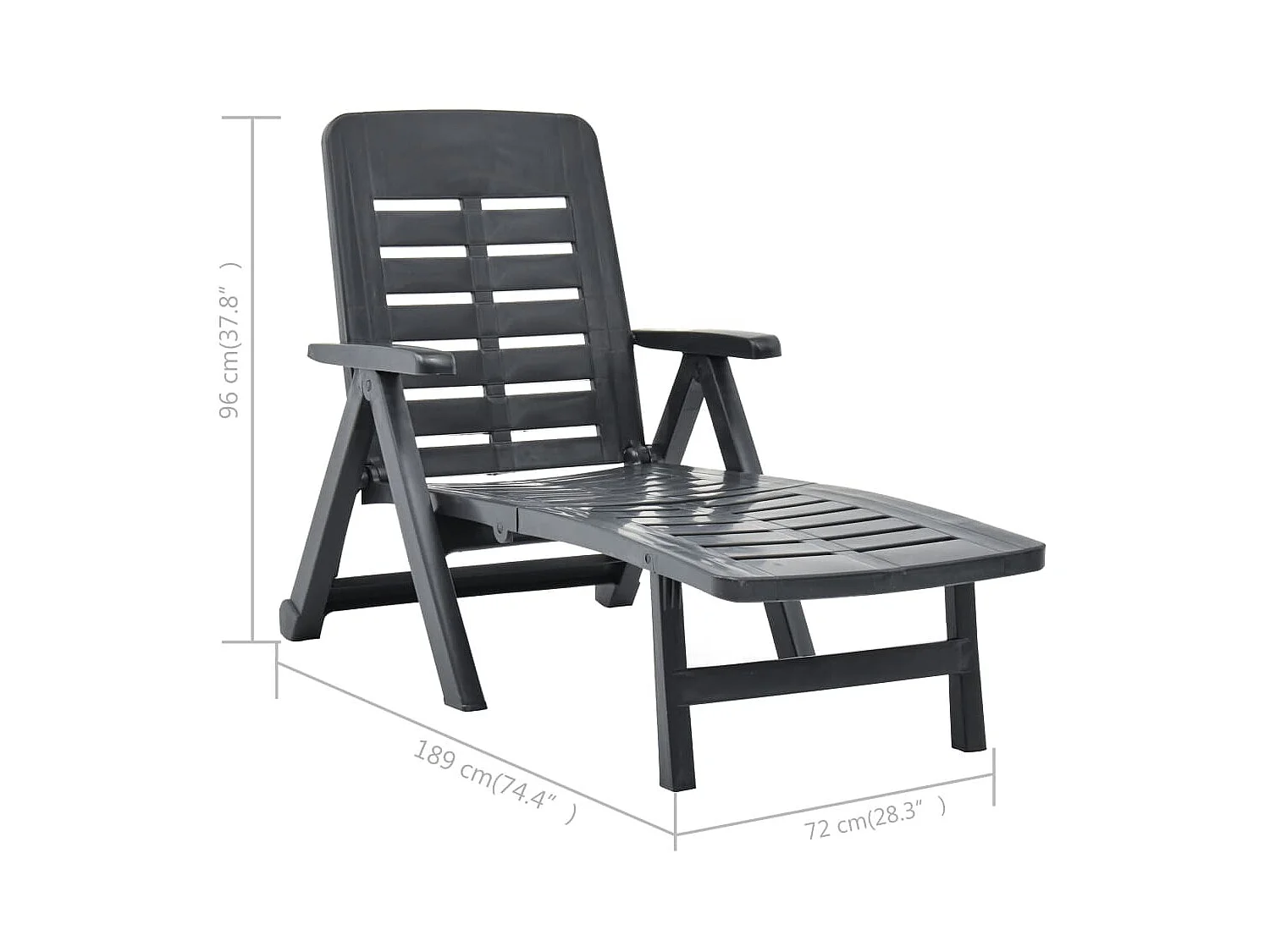 Chaise longue pieghevole in Plastica Antracite