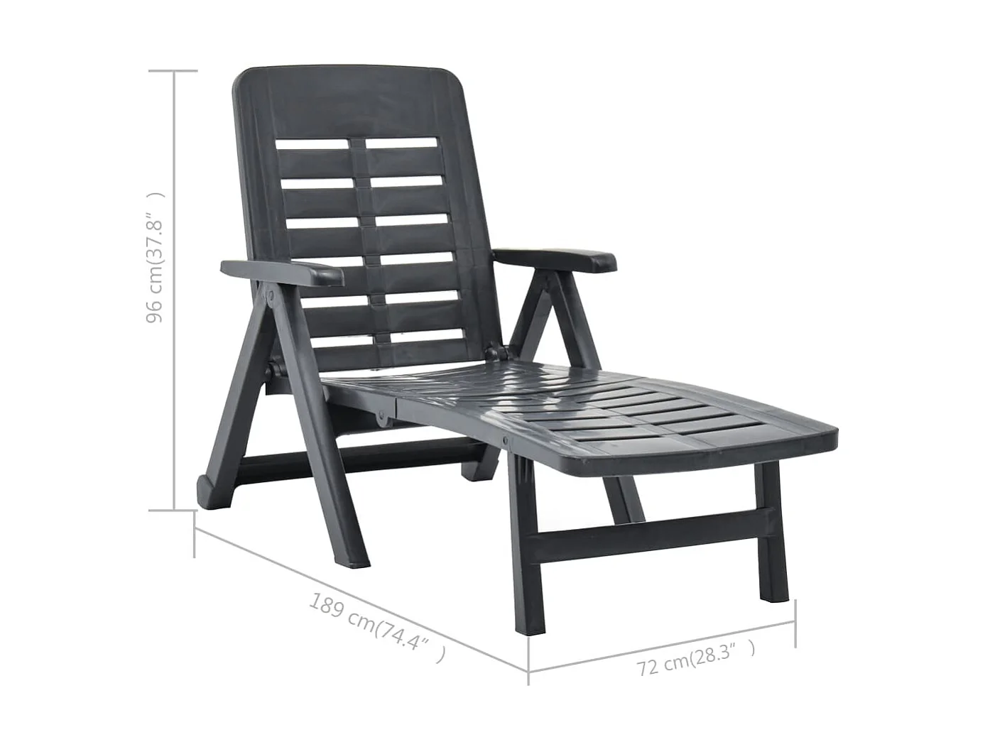 Chaise longue pieghevole in Plastica Antracite