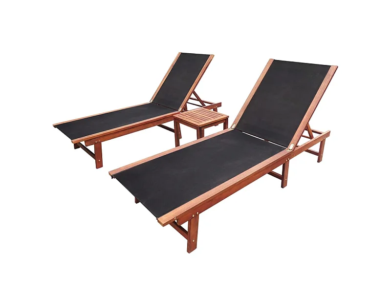 2 cadeiras e mesa em madeira maciça de acácia e têxteis