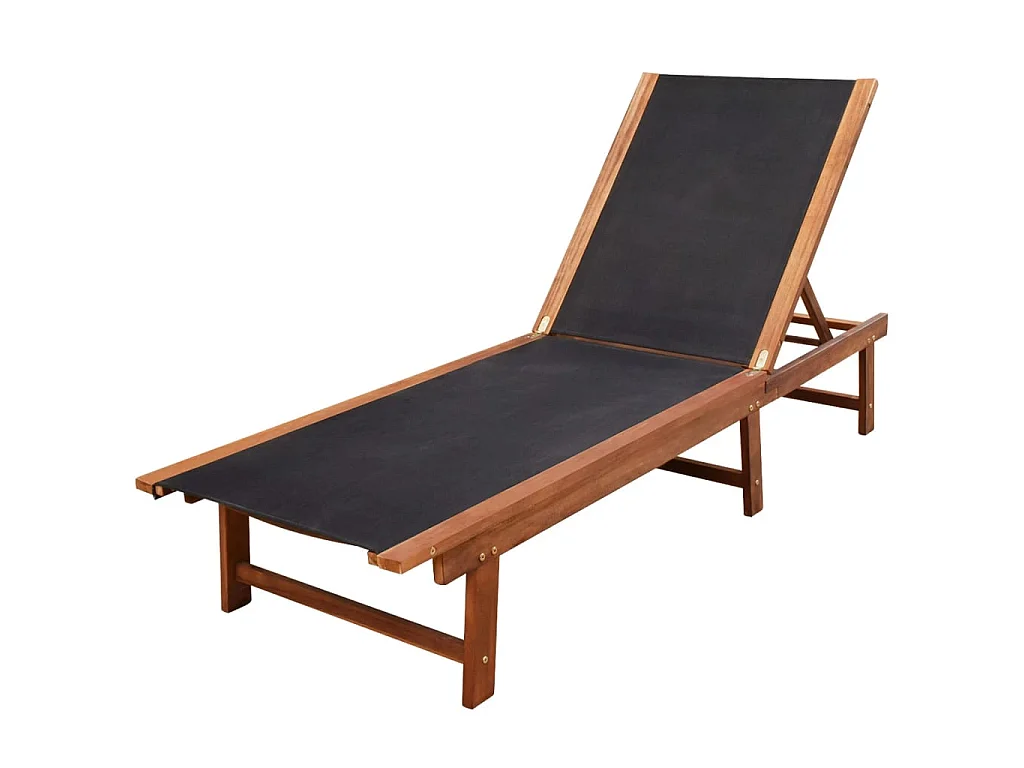 2 Loungesessel und Tisch aus massivem Akazienholz und Textilene