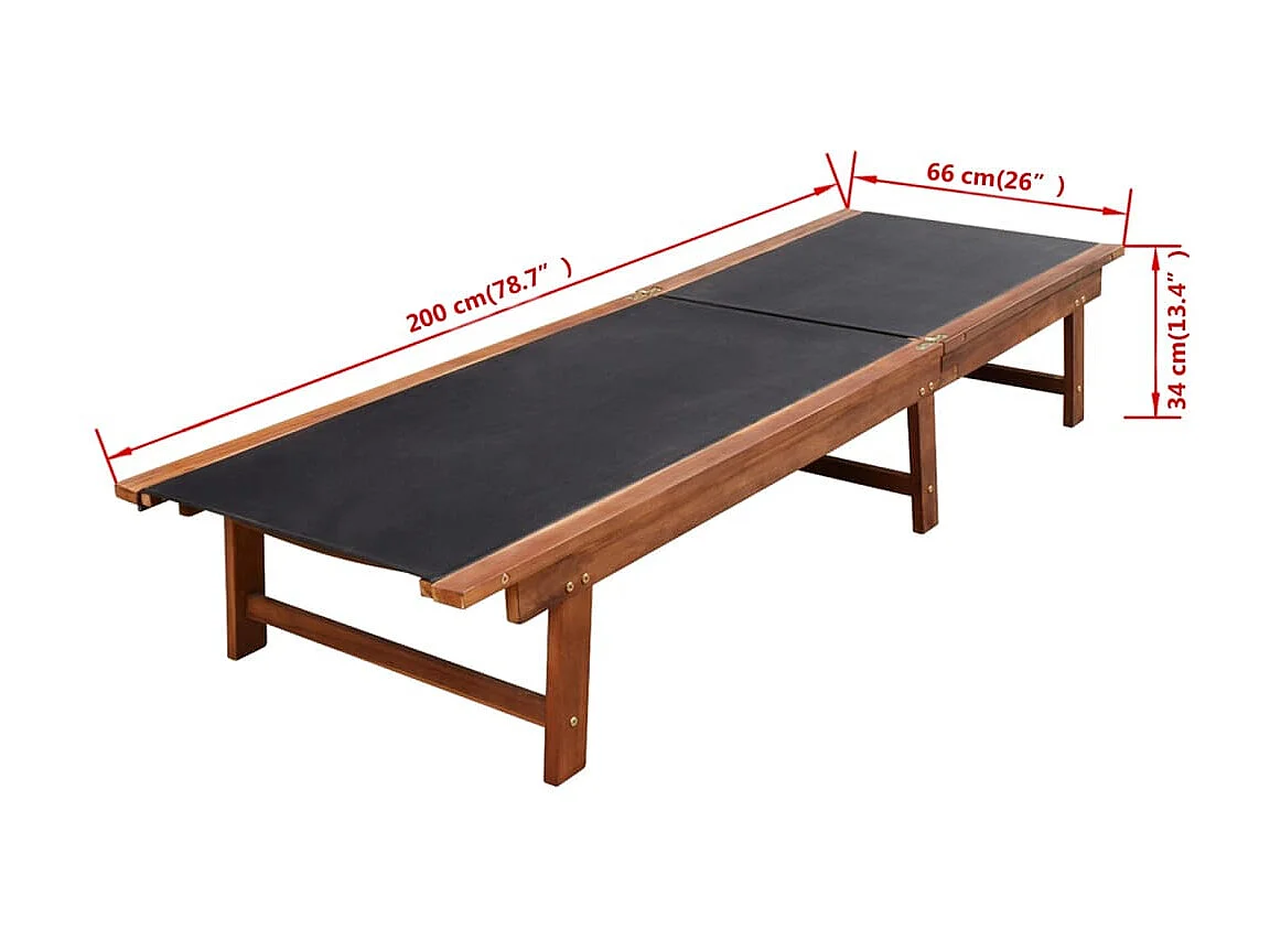 2 Loungesessel und Tisch aus massivem Akazienholz und Textilene