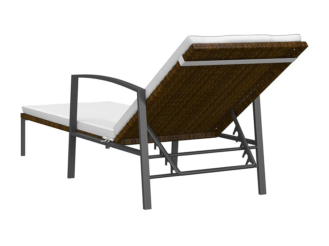 Chaises longues 2 pcs avec table Résine tressée Marron