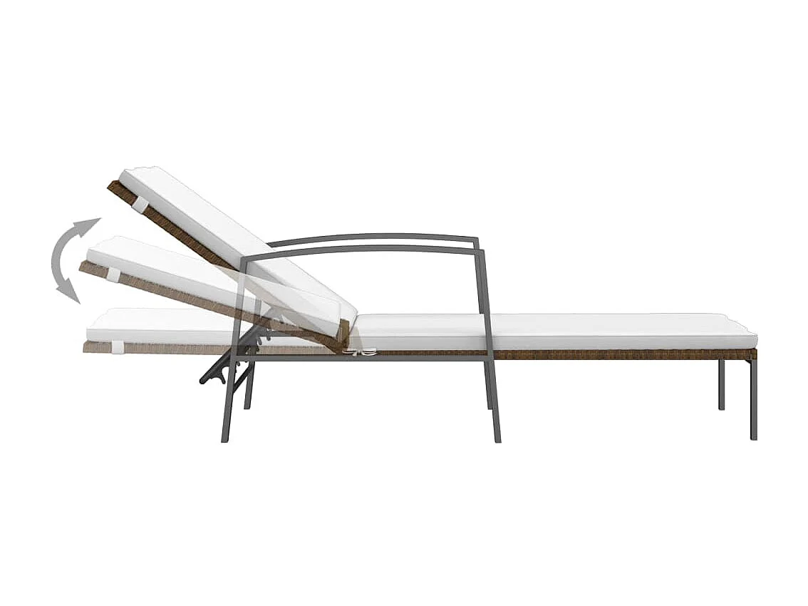 Chaises longues 2 pcs avec table Résine tressée Marron