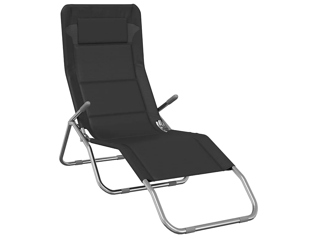 Chaises longues pliables 2 pcs noir textilène et acier