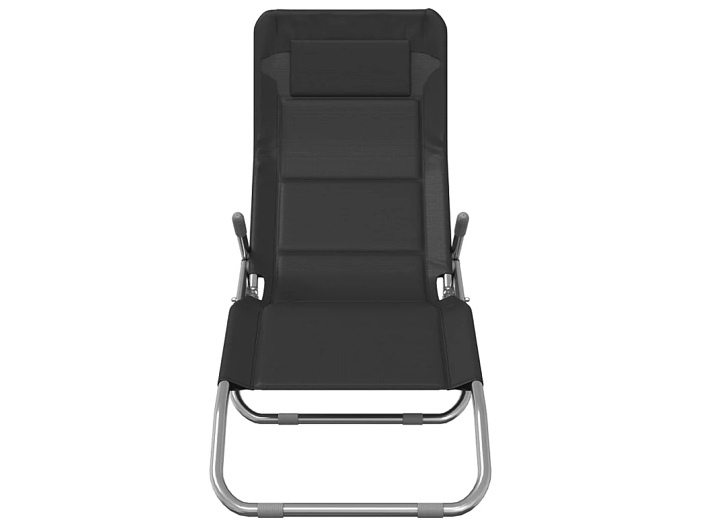 Chaises longues pliables 2 pcs noir textilène et acier