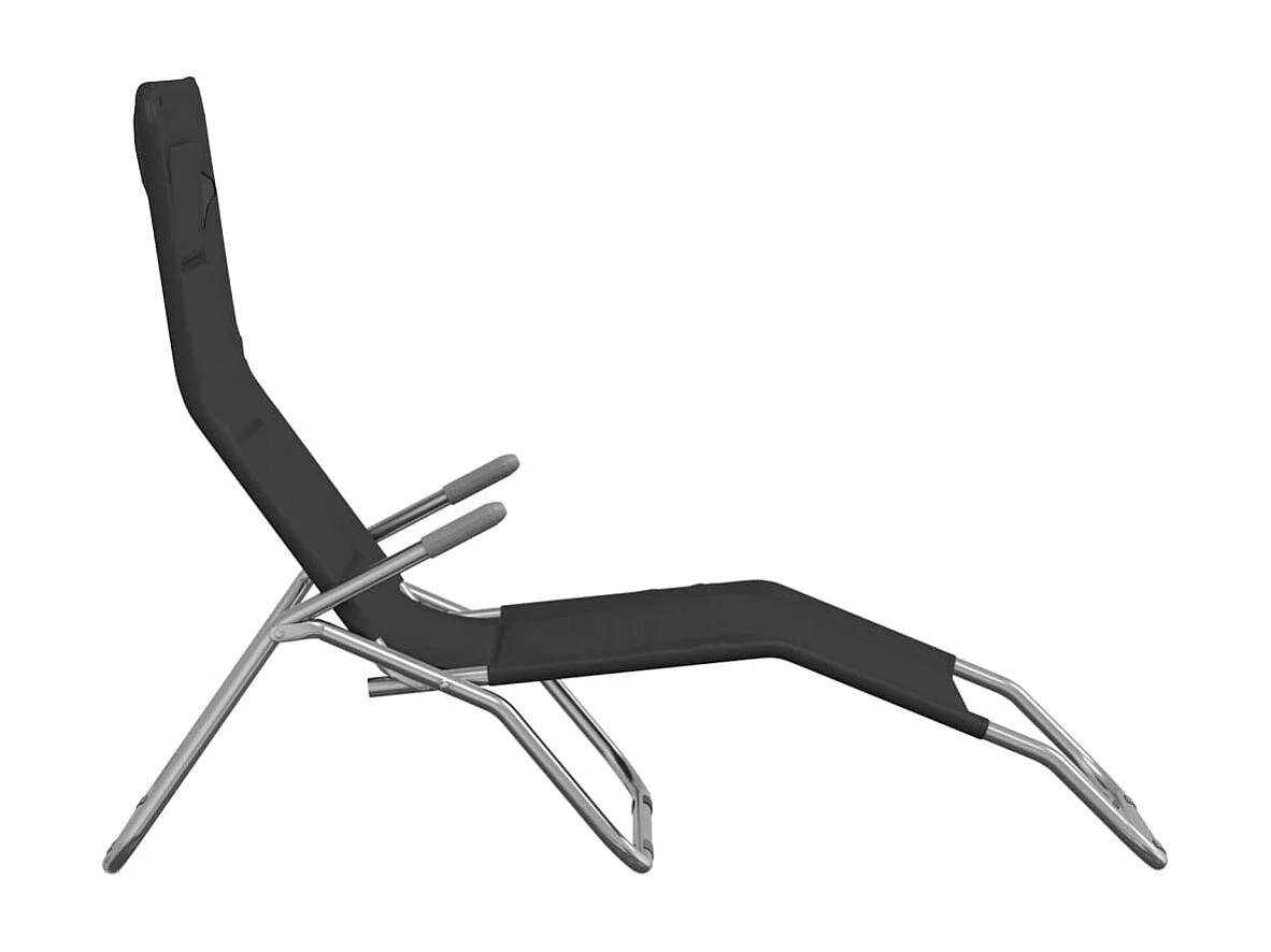 Chaises longues pliables 2 pcs noir textilène et acier