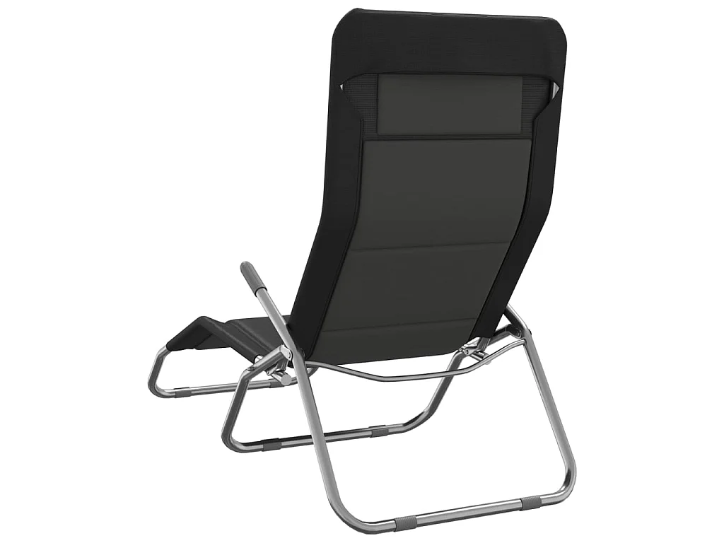Chaises longues pliables 2 pcs noir textilène et acier