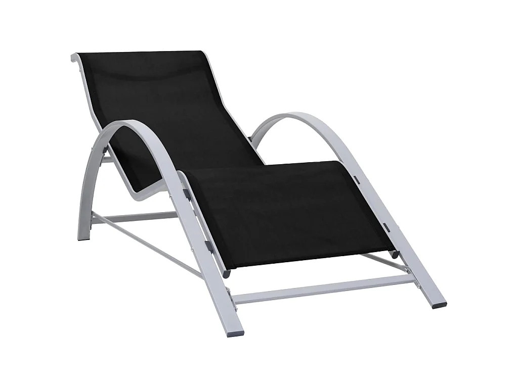 Chaises longues 2 pcs avec table Aluminium Noir