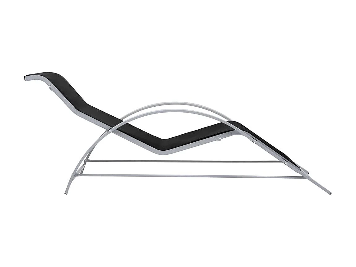 Chaises longues 2 pcs avec table Aluminium Noir