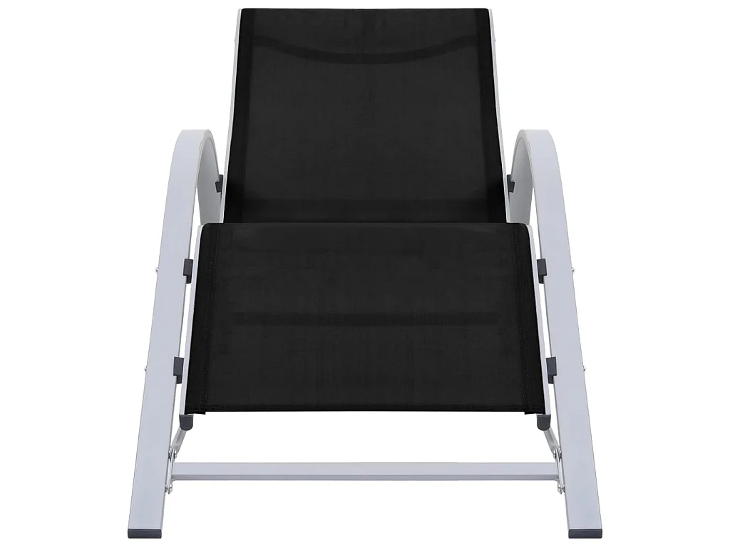 Chaises longues 2 pcs avec table Aluminium Noir