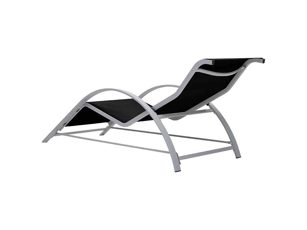 Chaises longues 2 pcs avec table Aluminium Noir