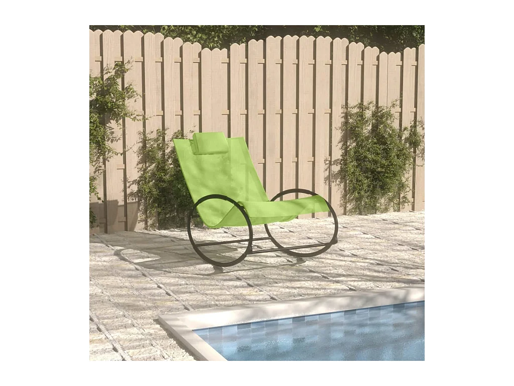 Chaise longue avec oreiller Acier et textilène Vert