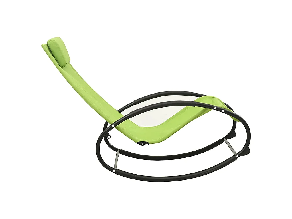 Chaise longue avec oreiller Acier et textilène Vert