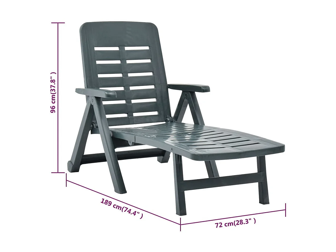 Klappbarer Liegestuhl Plastic Green