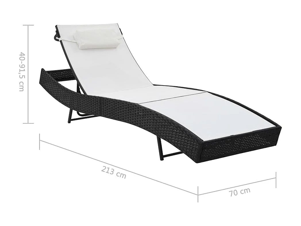 Stück Liegestühle und Tisch Geflochtenes Harz und Textilene Schwarz