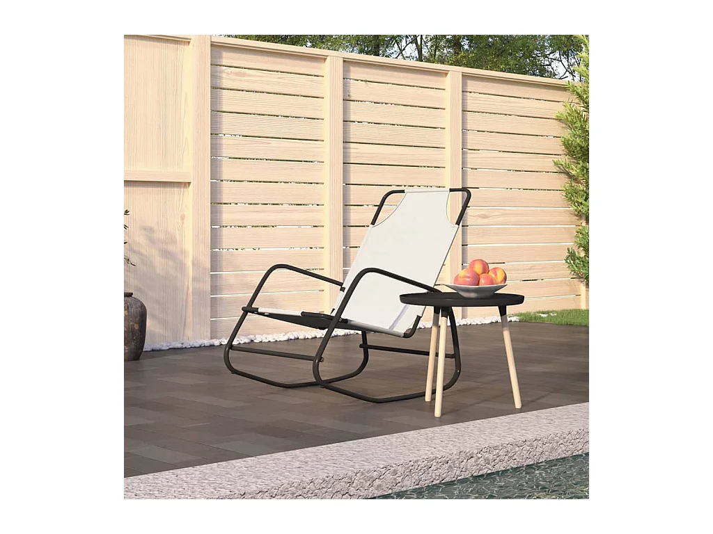 Schommelfauteuil Crème Staal en textiel