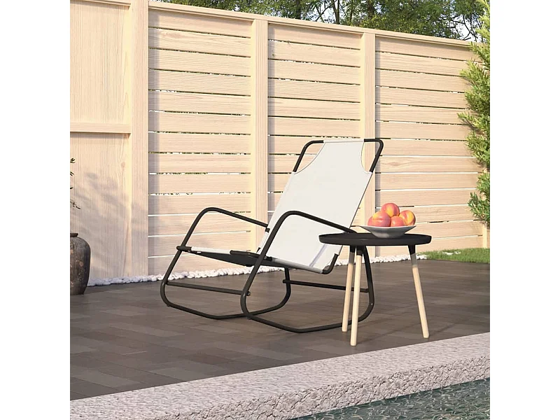 Chaise longue à bascule Crème Acier et textilène