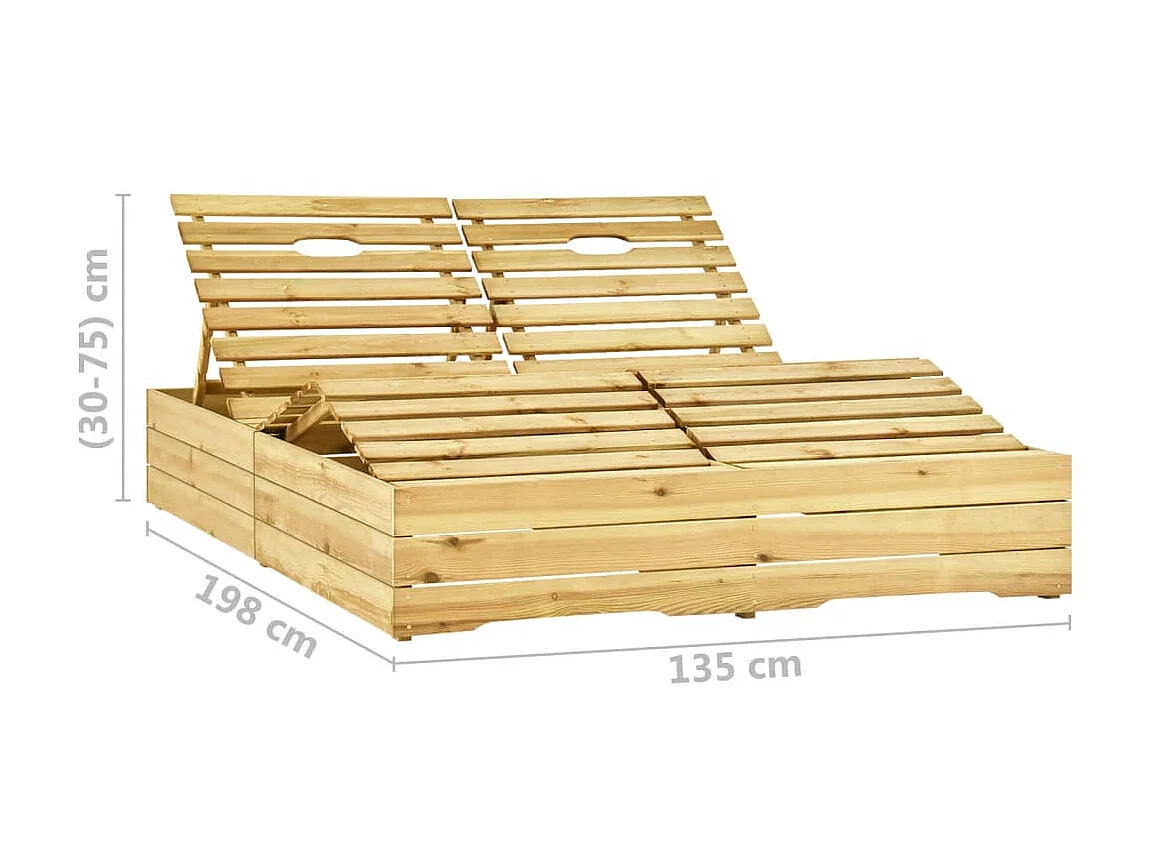 Espreguiçadeira dupla em madeira de pinho impregnada de verde