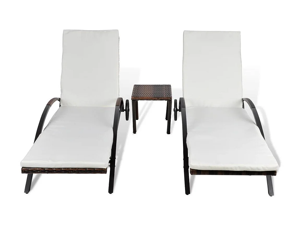 Poltrone lounge con tavolo Resina intrecciata Marrone