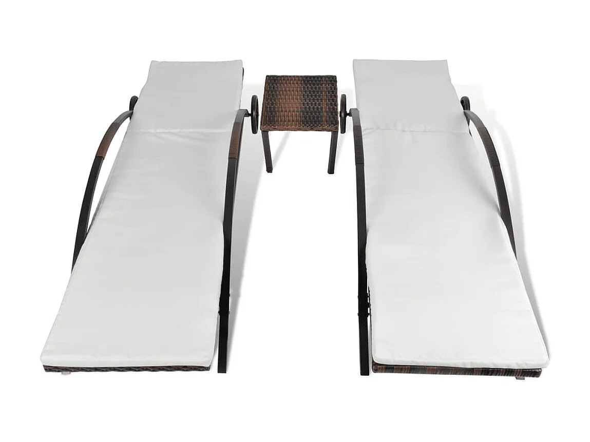 Poltrone lounge con tavolo Resina intrecciata Marrone