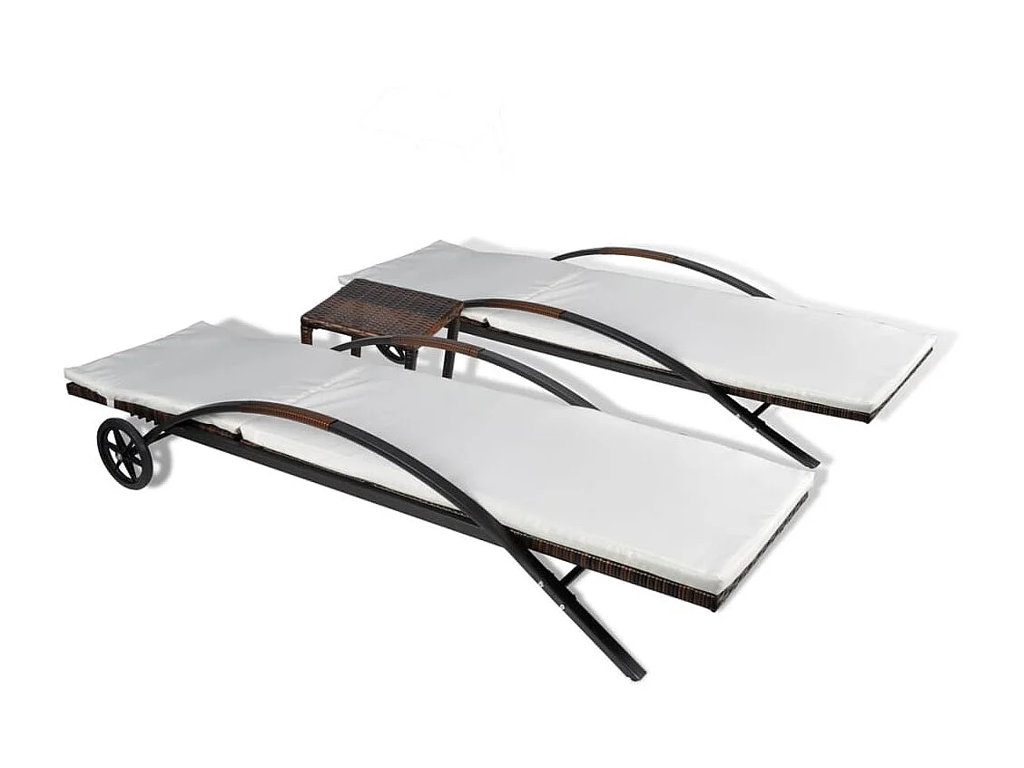 Poltrone lounge con tavolo Resina intrecciata Marrone