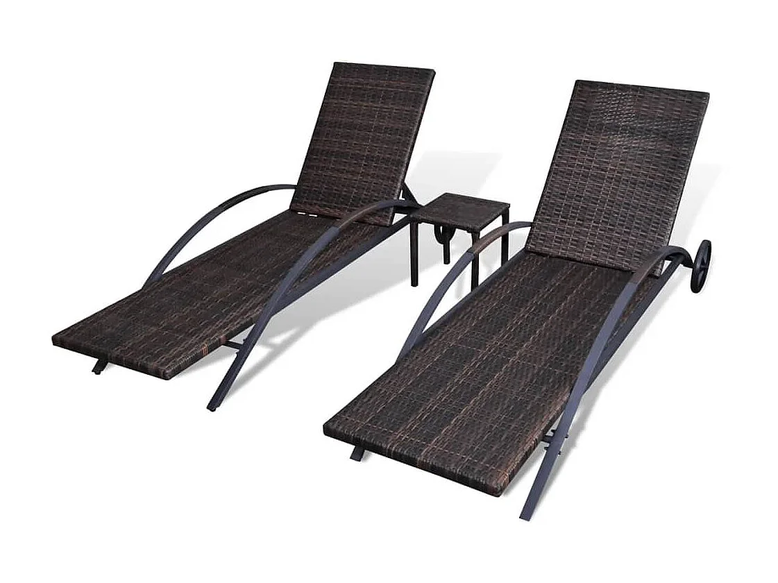 Poltrone lounge con tavolo Resina intrecciata Marrone