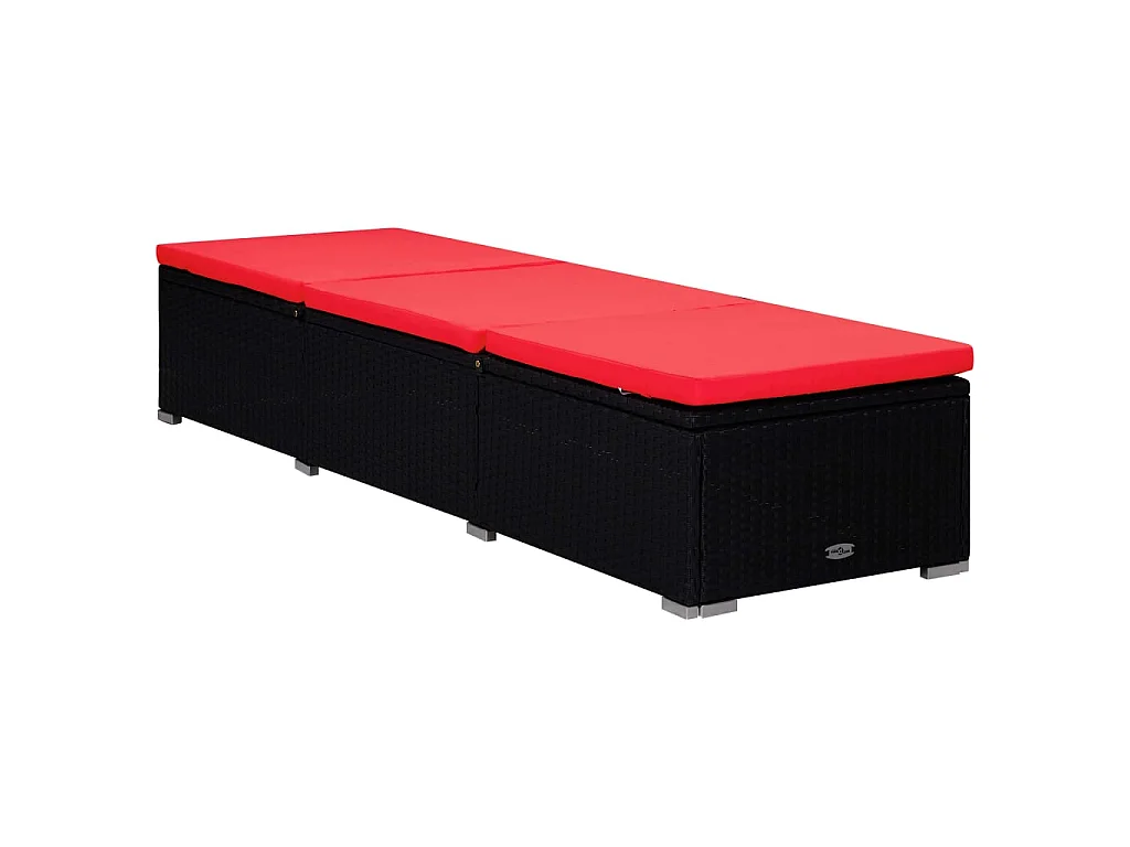 Chaise longue avec coussin et table à thé Résine tressée Rouge
