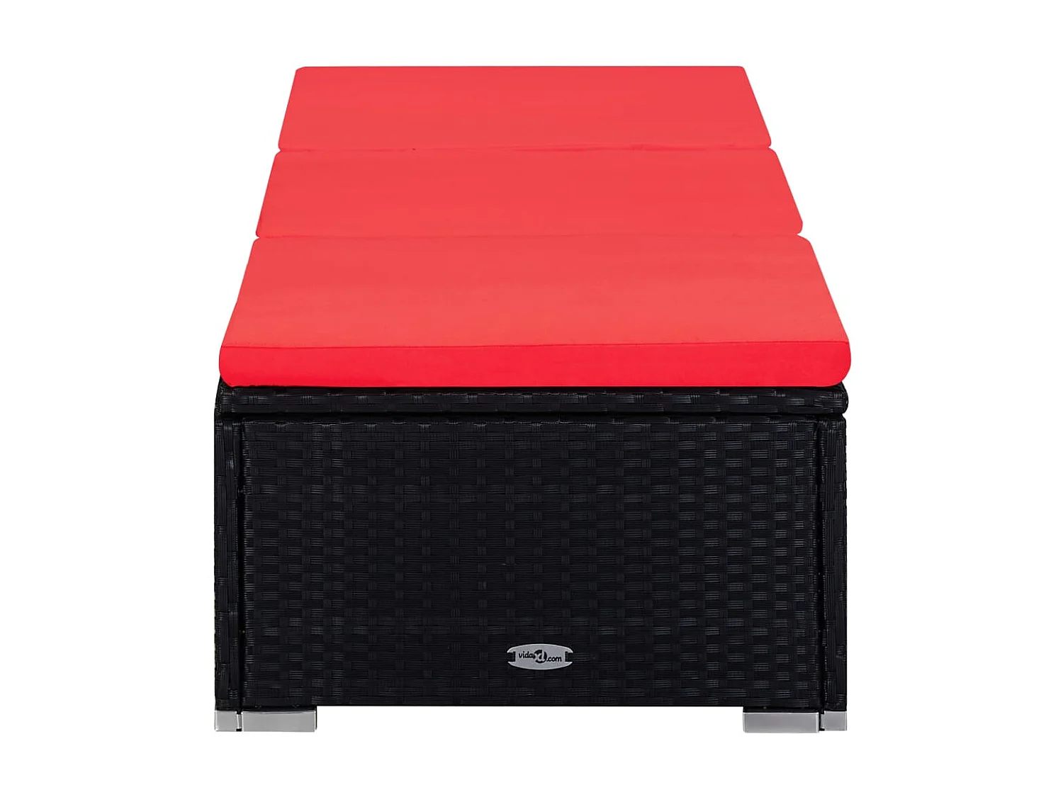 Chaise longue avec coussin et table à thé Résine tressée Rouge