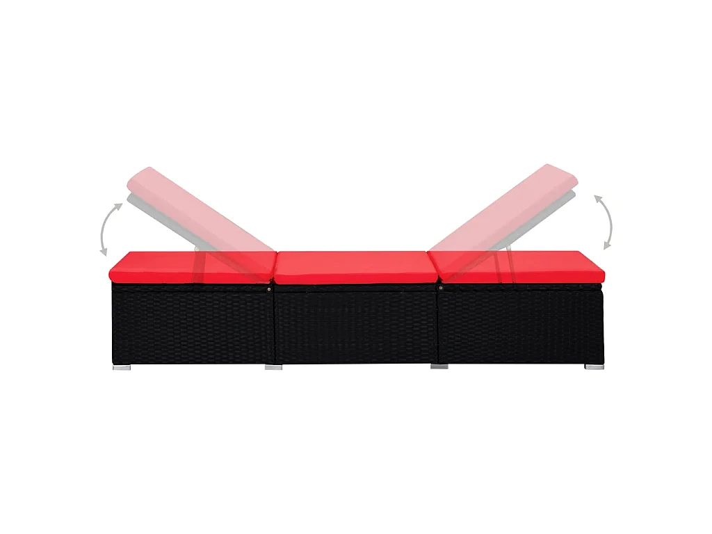 Loungesessel mit Kissen und Teetisch aus Kunstharzgeflecht in Rot