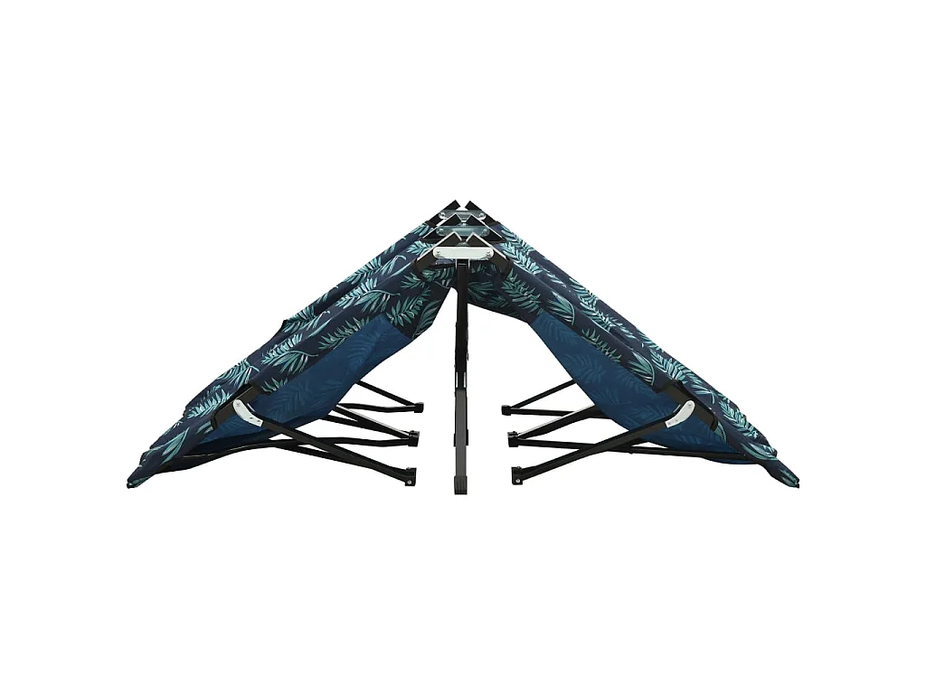 Chaise longue pliable 2 places Motif de feuilles Acier