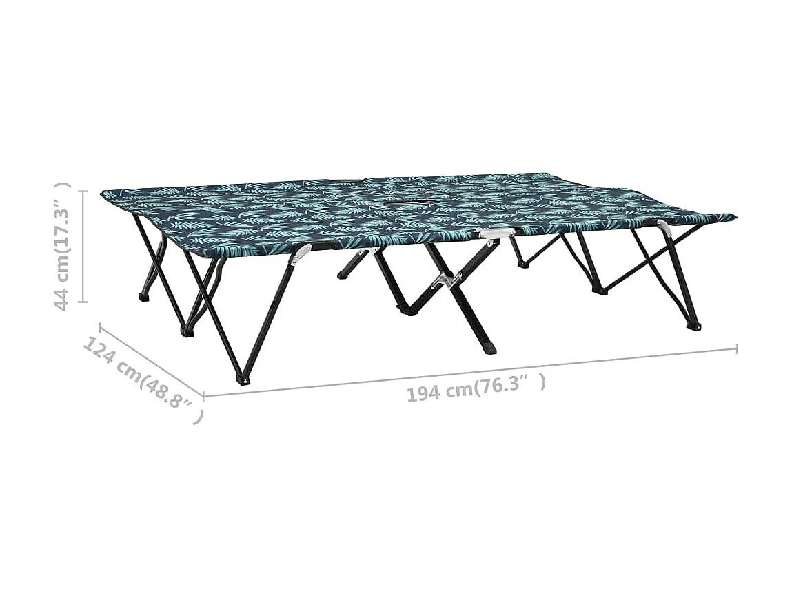 Chaise longue pliable 2 places Motif de feuilles Acier