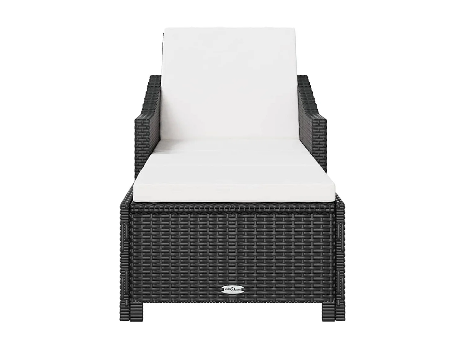 Poltrona lounge con cuscino bianco panna. Resina intrecciata Nera