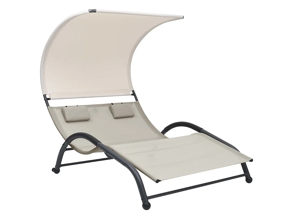 Poltrona lounge doppia con baldacchino Textilène Cream