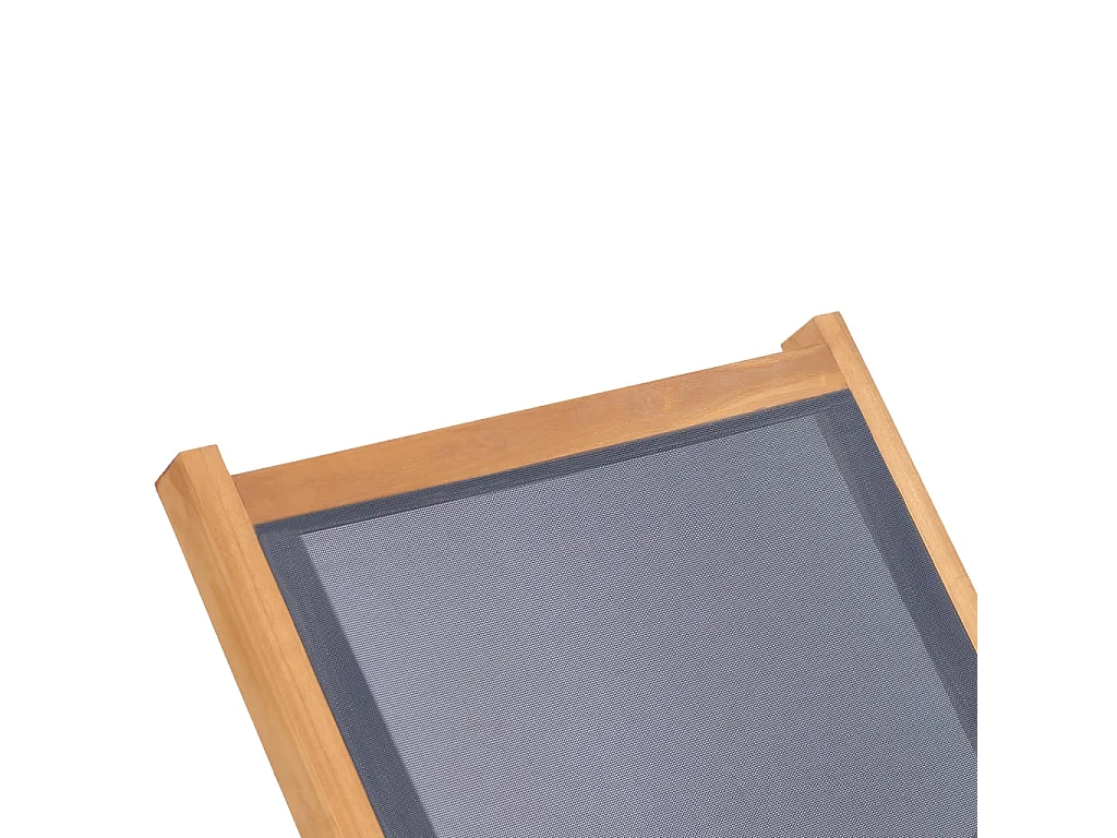 Chaise longue pliable avec roulettes Teck massif et textilène