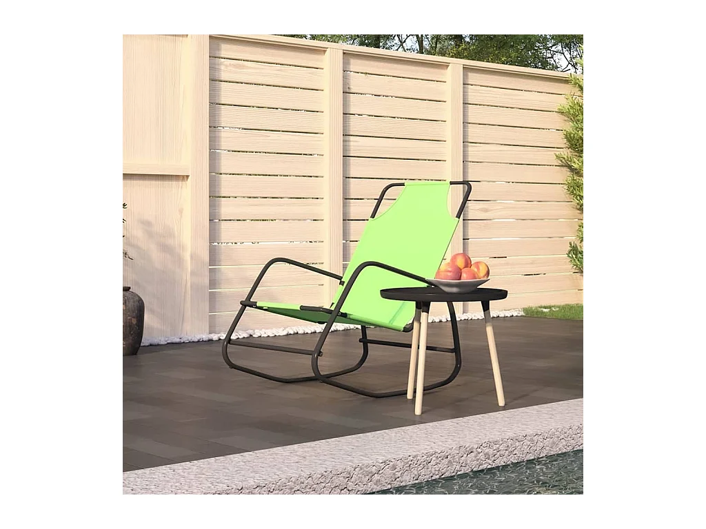 Chaise longue à bascule Vert Acier et textilène