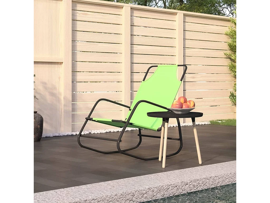 Chaise longue à bascule Vert Acier et textilène