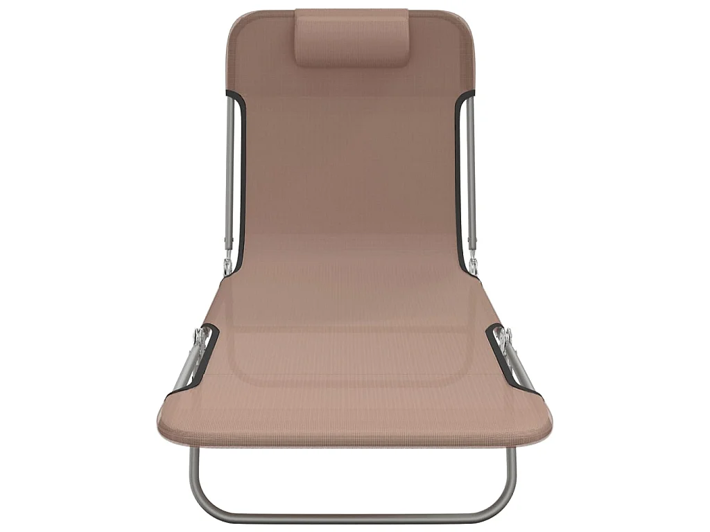 Chaises longues pliables 2 pcs marron textilène et acier