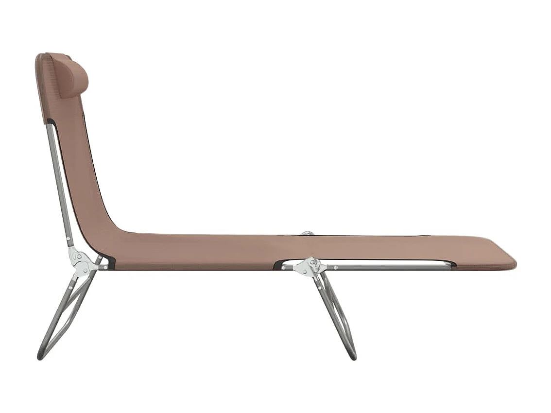 Chaises longues pliables 2 pcs marron textilène et acier