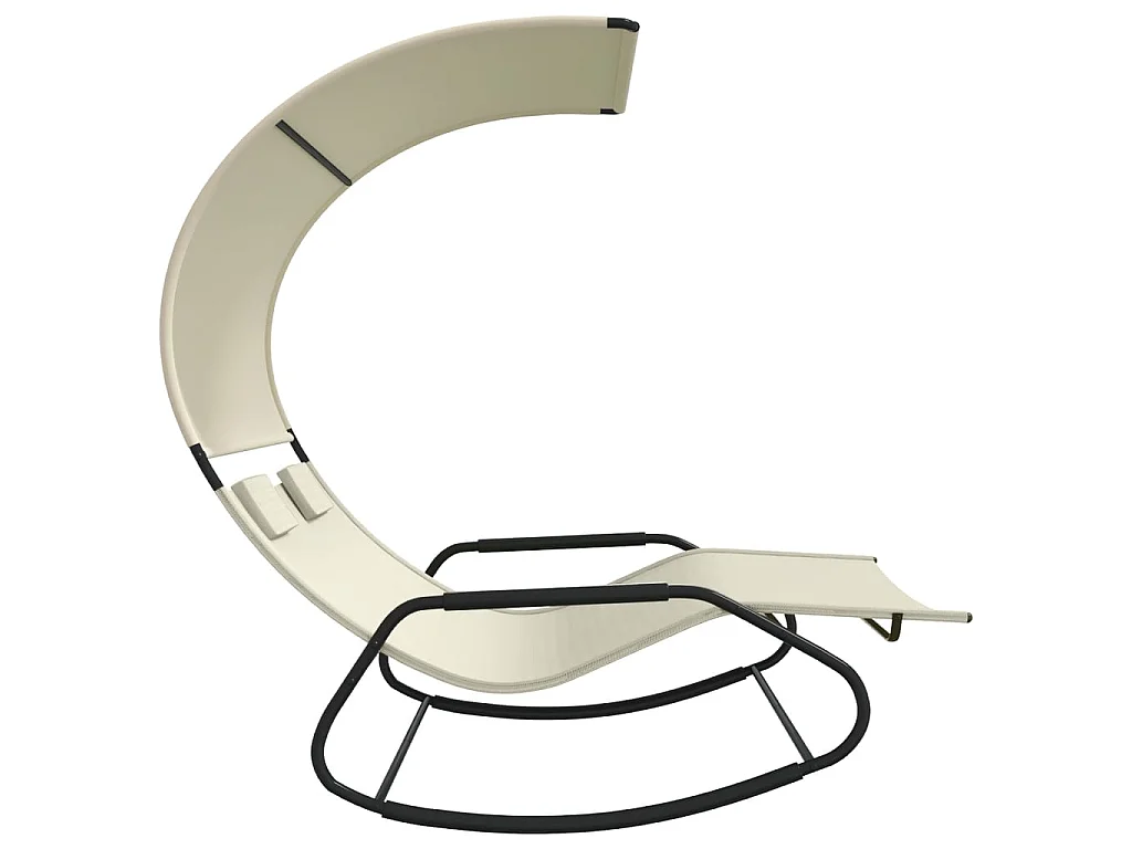 Chaise longue double à bascule avec auvent Crème