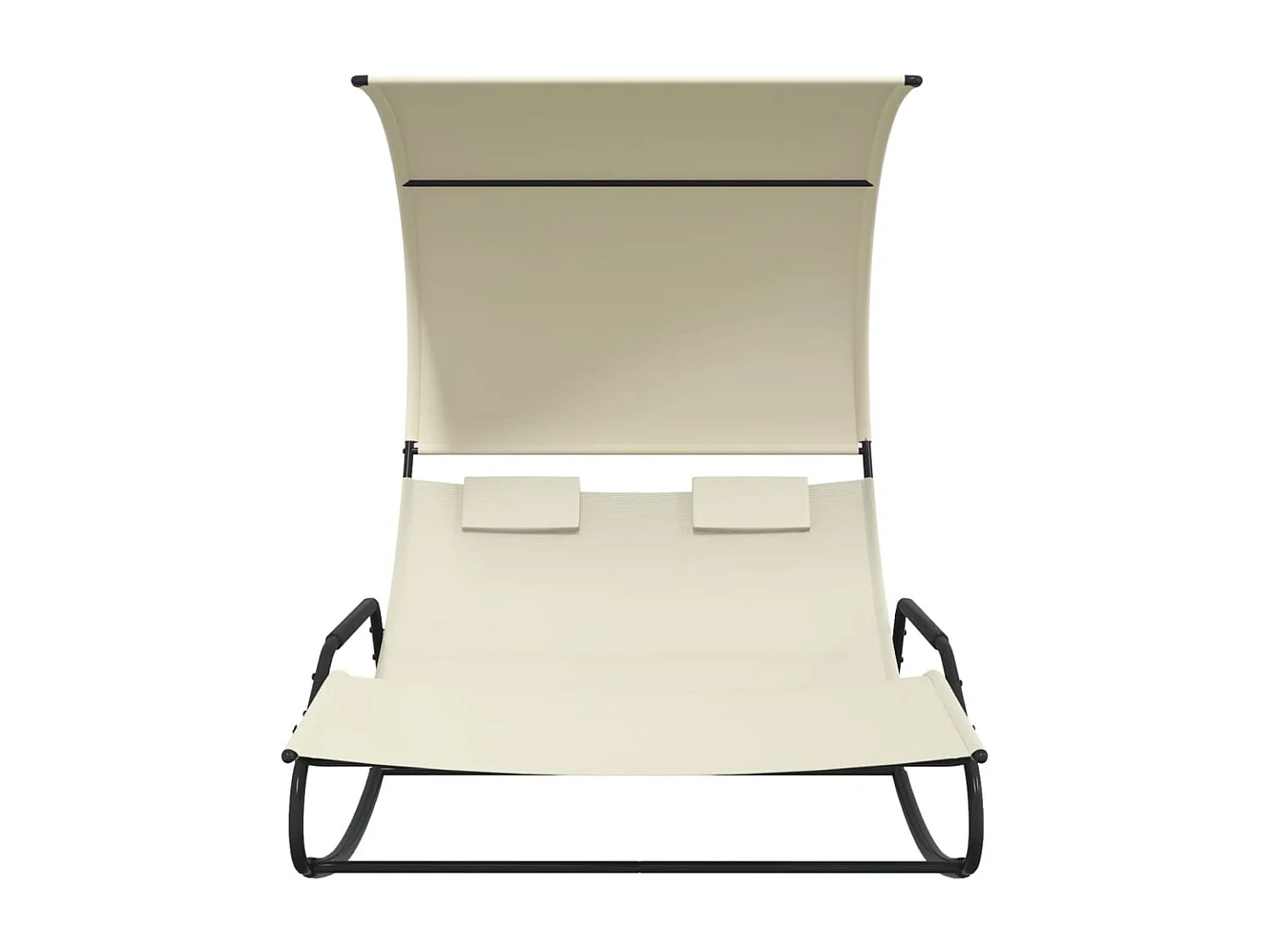 Chaise Lounge Mecedora Doble con Dosel Crema