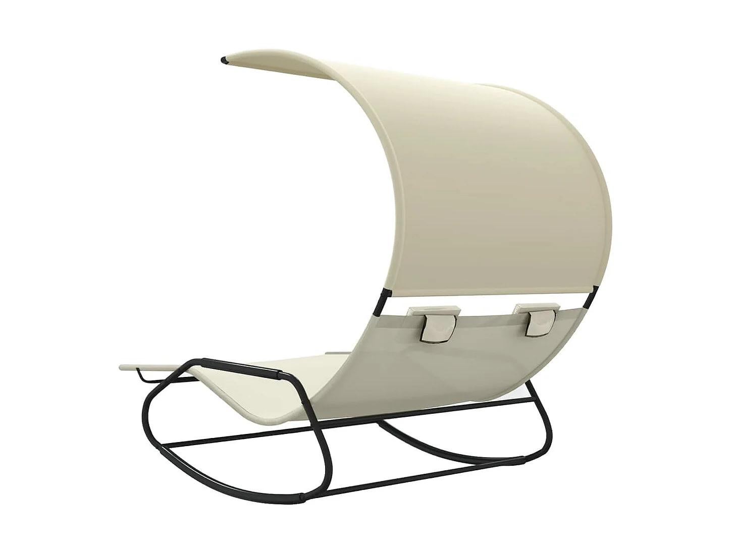 Chaise Lounge Mecedora Doble con Dosel Crema