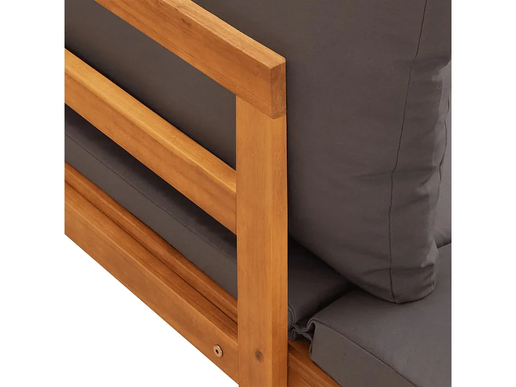 Chaise longue avec 1 accoudoir Gris foncé Bois d'acacia solide