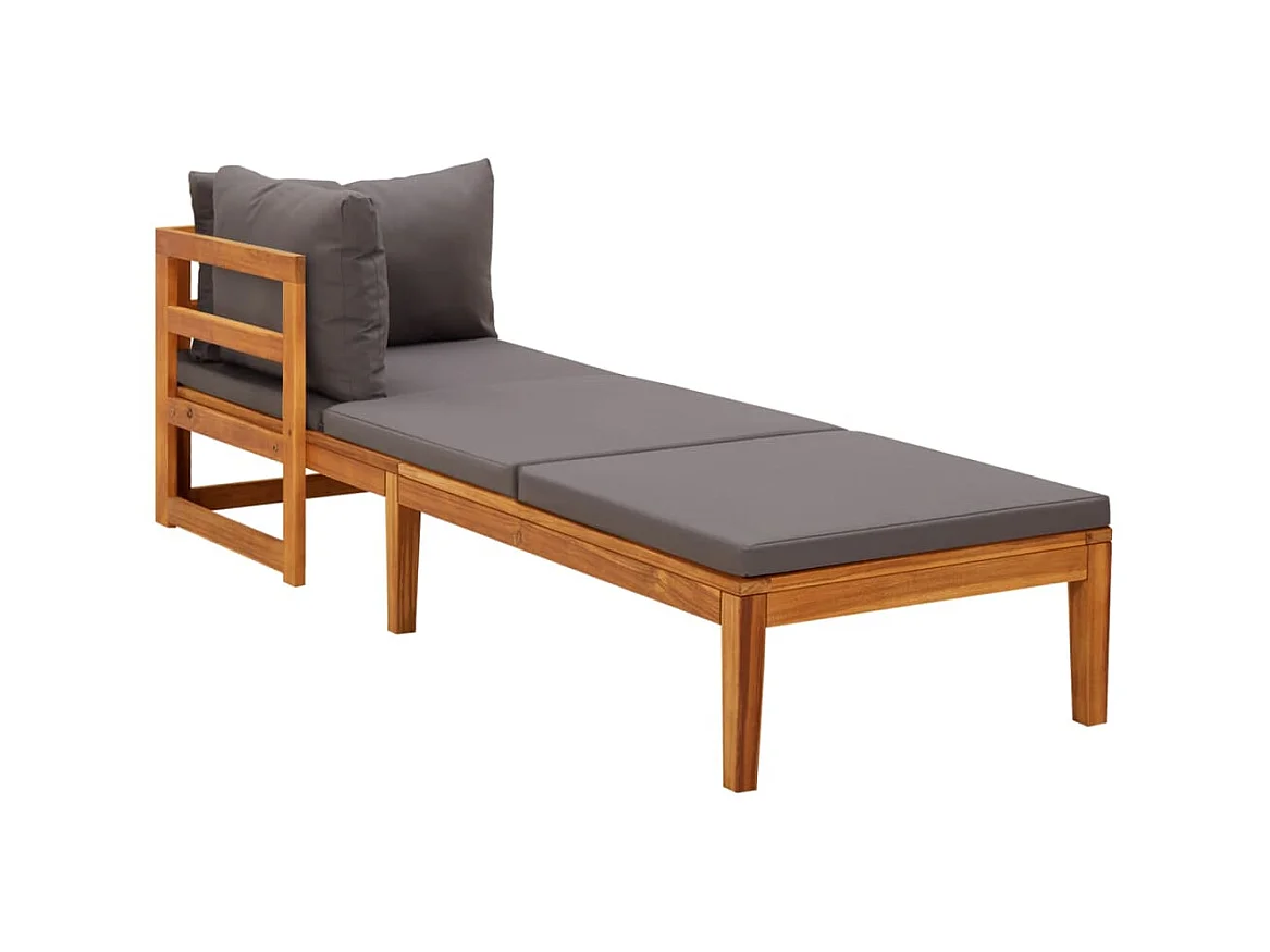 Loungesessel mit 1 Armlehne Dunkelgrau Massives Akazienholz