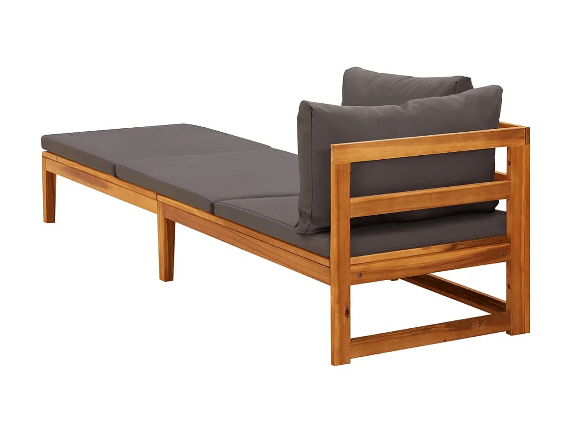 Poltrona lounge con 1 bracciolo Grigio scuro Legno massello di acacia