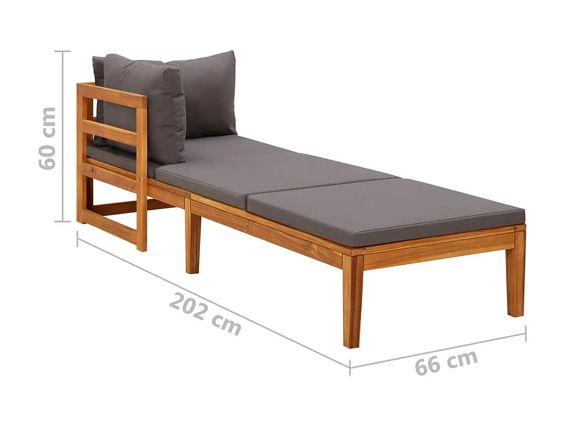 Poltrona lounge con 1 bracciolo Grigio scuro Legno massello di acacia